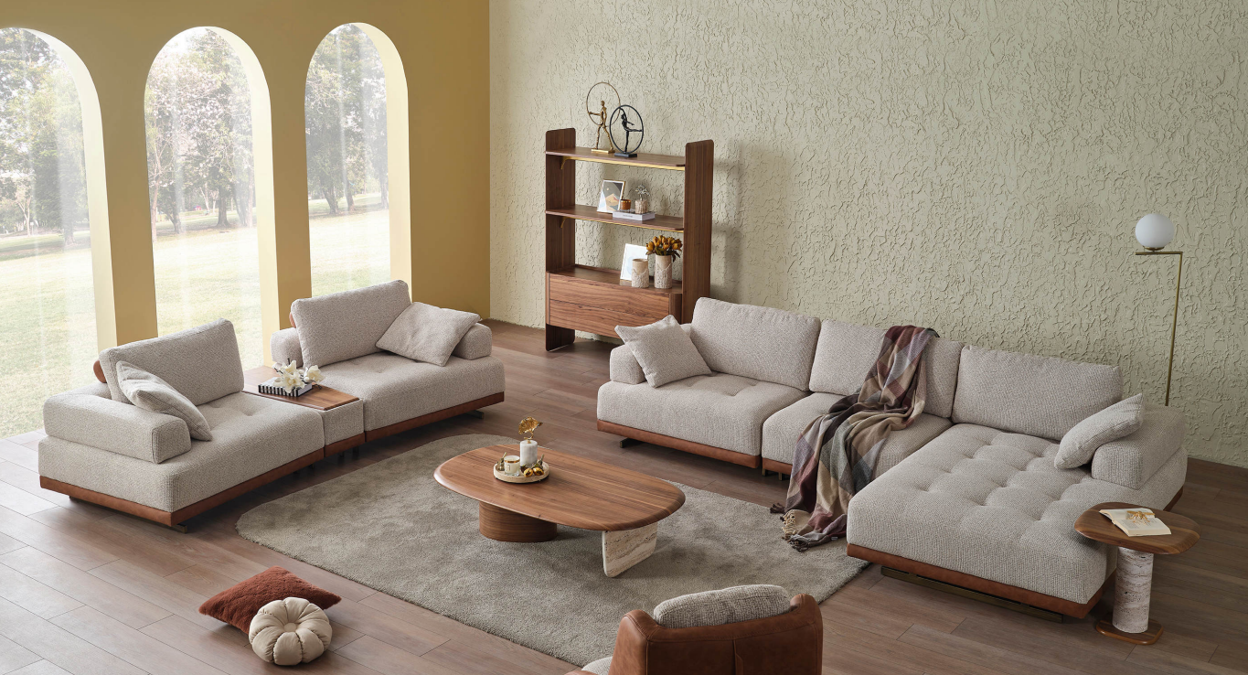 Designer Wohnzimmer Couch-Set Edles Ecksofa 2-Sitzer Couchtisch