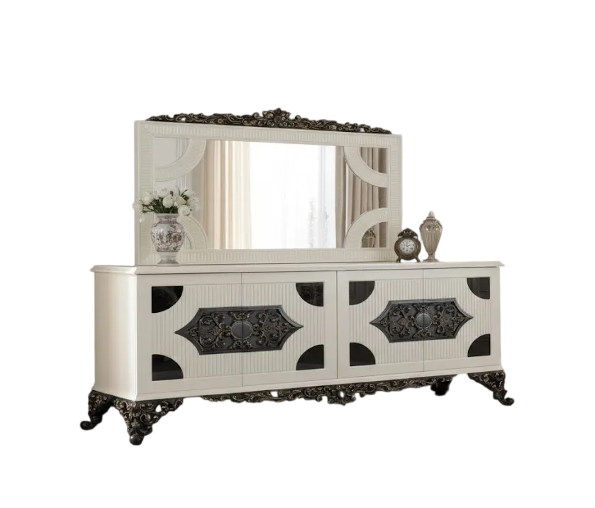 Klassisches Sideboard mit Spiegel für helle Räume