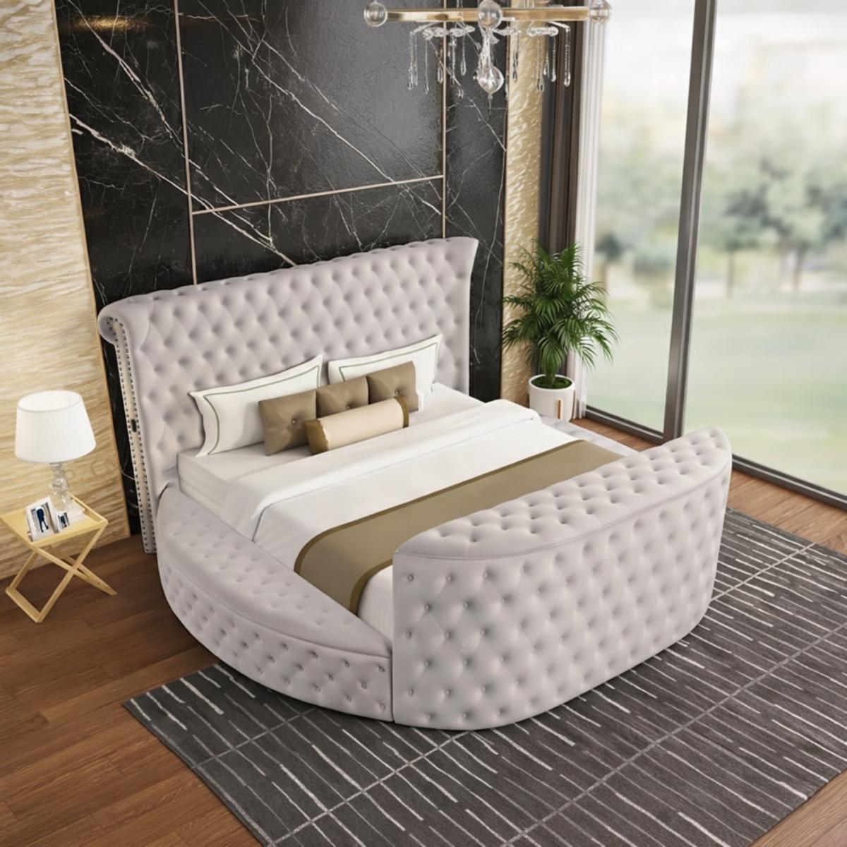 Rundbett Luxuriöses Polsterbett Doppelbett Modernes Design Bequem