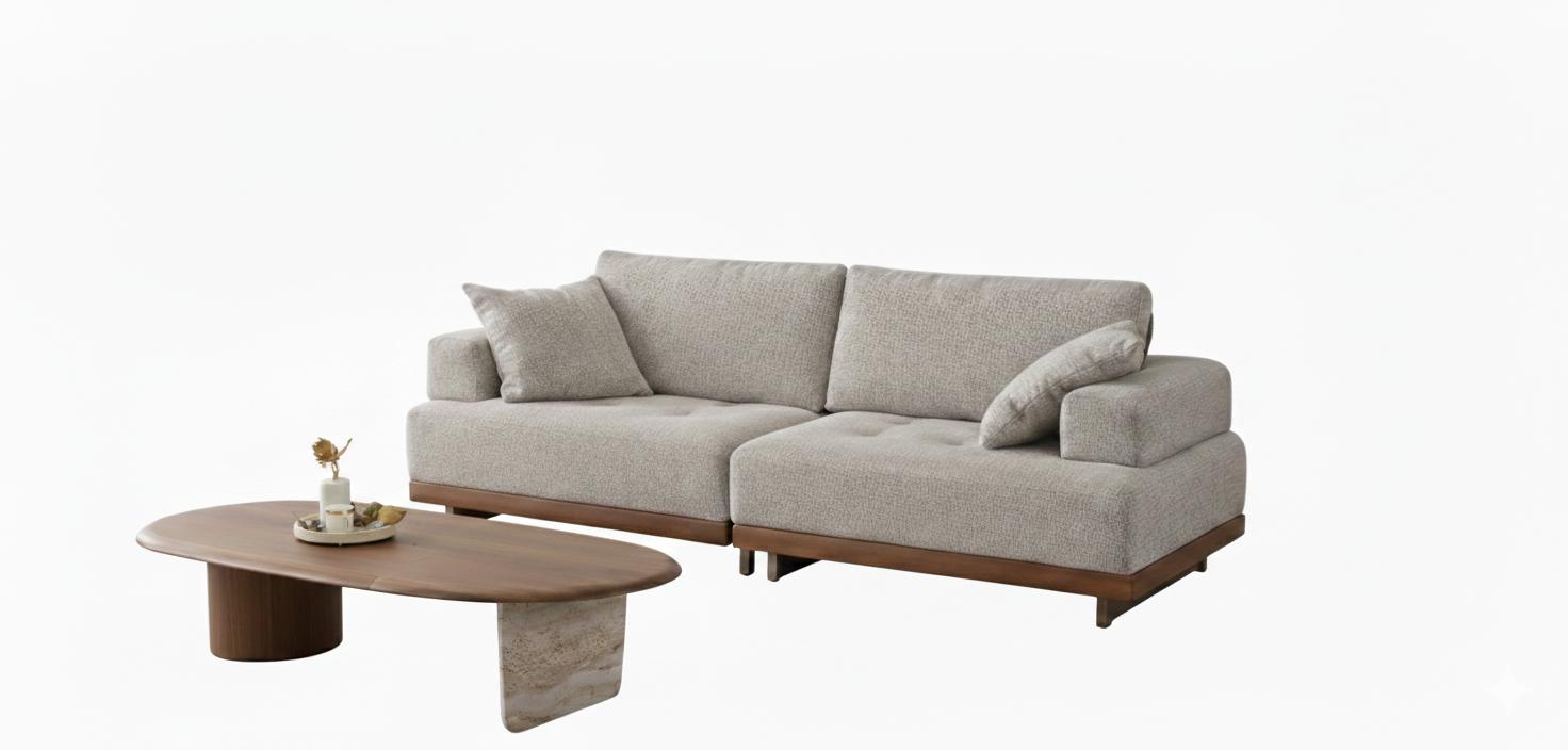 Wohnzimmer-Set Moderner Stil Stoffbezug Elegantes Design Beige Farbe