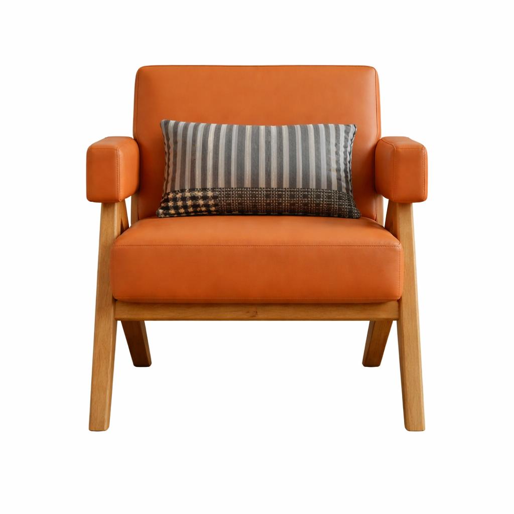 Exklusiver Oranger Sessel Loungesessel Textilmöbel Polstersessel