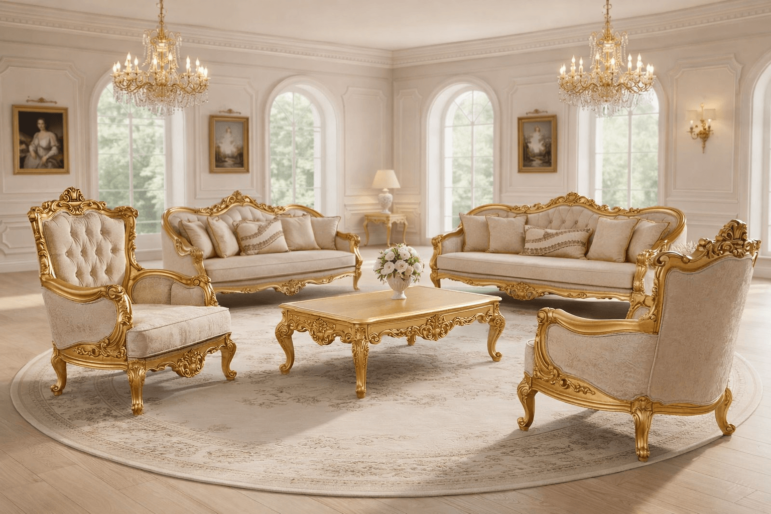 Wohnzimmer Set 3+3+1+1-Sitzer mit Couchtisch für modernen Komfort