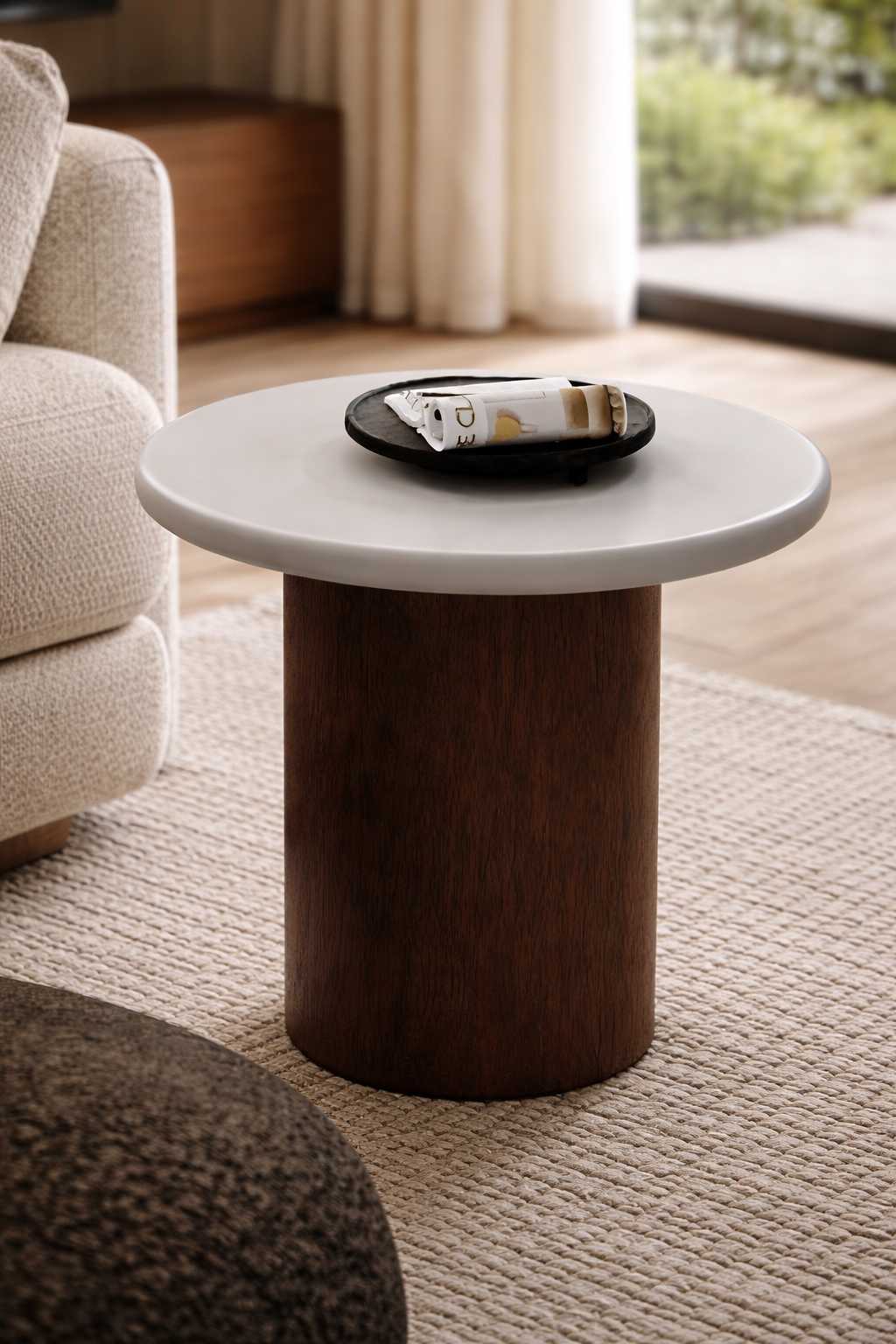 Designer Runder Beistelltisch Robuster Gestell Wohnzimmer Tische