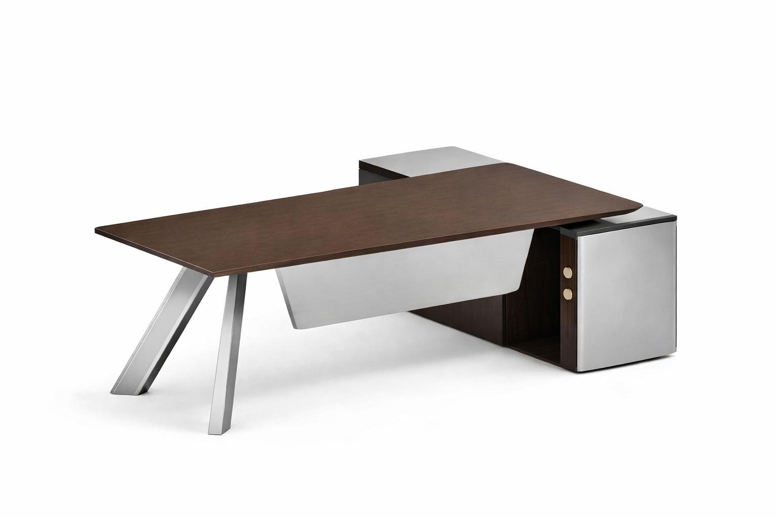Moderner Schreibtisch aus Holz und Metall im minimalistischen Design