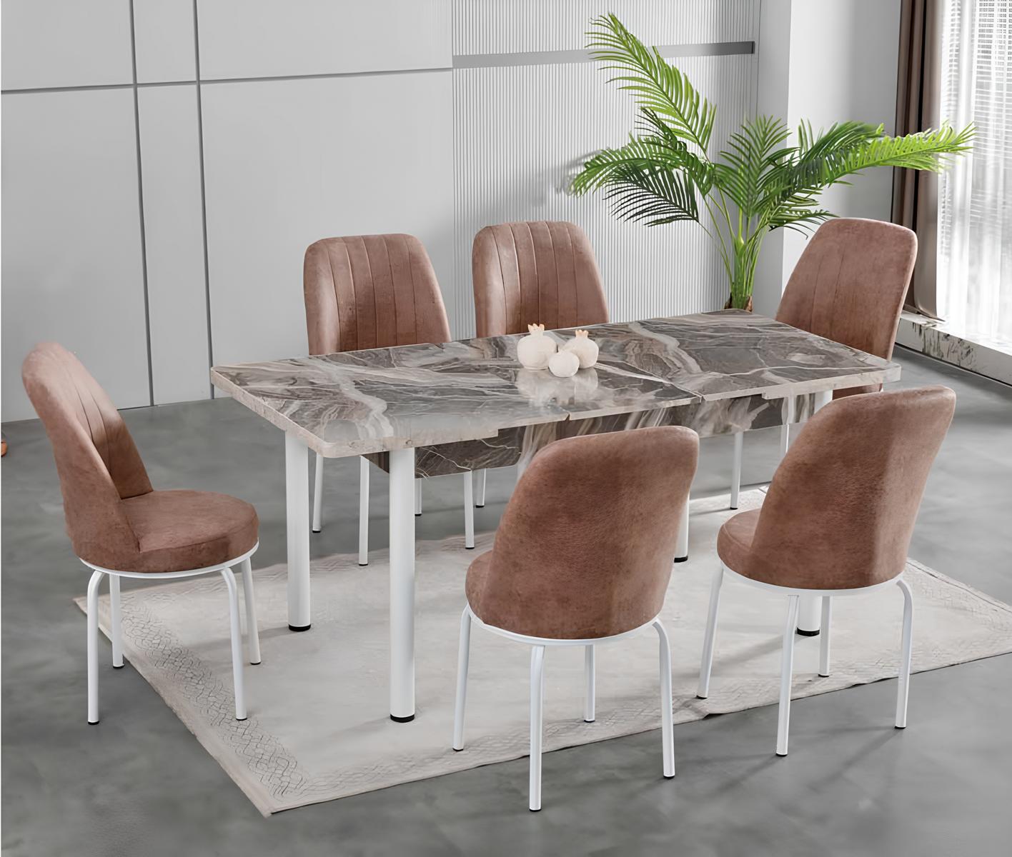 Esszimmer Essgruppen Esstisch Stühle Rechteckig Tisch Grau Braun Neu