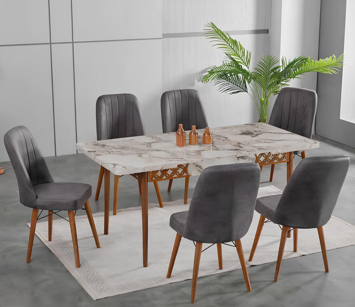 Esszimmer Essgruppen Esstisch Stühle Rechteckig Weiß Grau Komfort