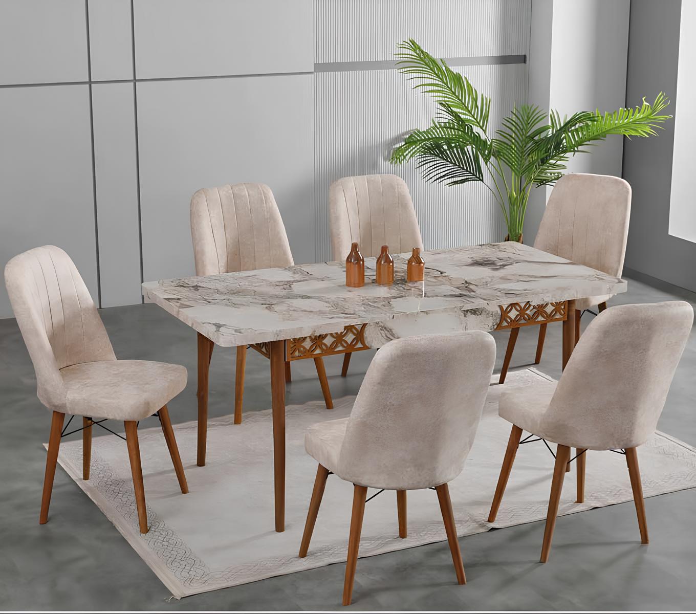 Esszimmer Essgruppen Esstisch Stühle Rechteckig Mramor Weiß Komfort