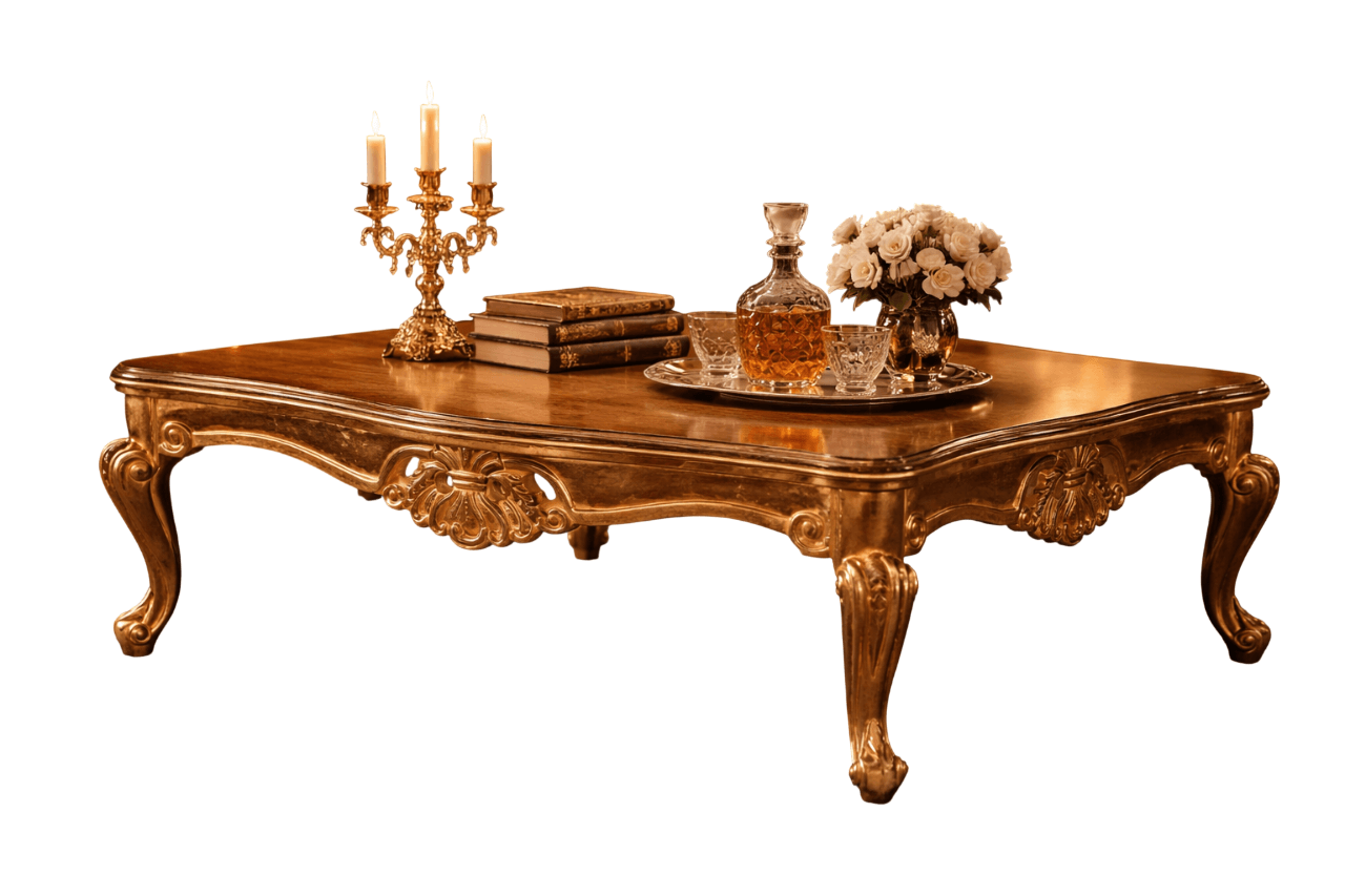 Klassischer Couchtisch aus Holz mit eleganten Details