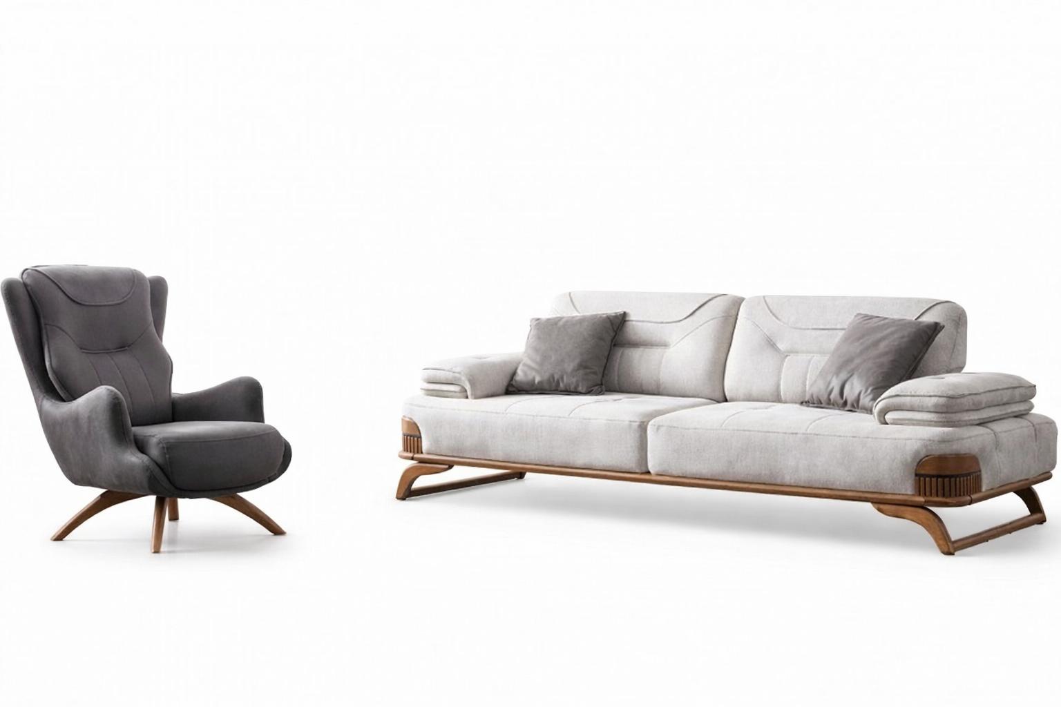 Wohnzimmer Set Modern Mehrfarbig Designer-Bergère Komfortabel Stoff