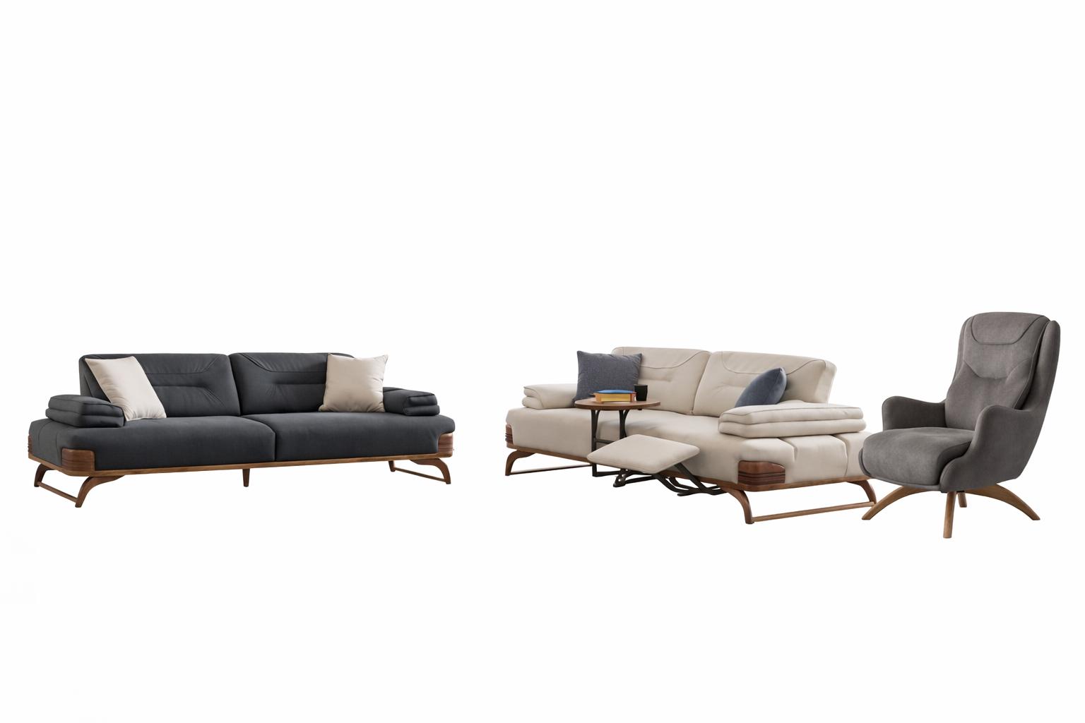 Wohnzimmer Set Modern Mehrfarbig Designer-Bergère Komfortabel Stoff