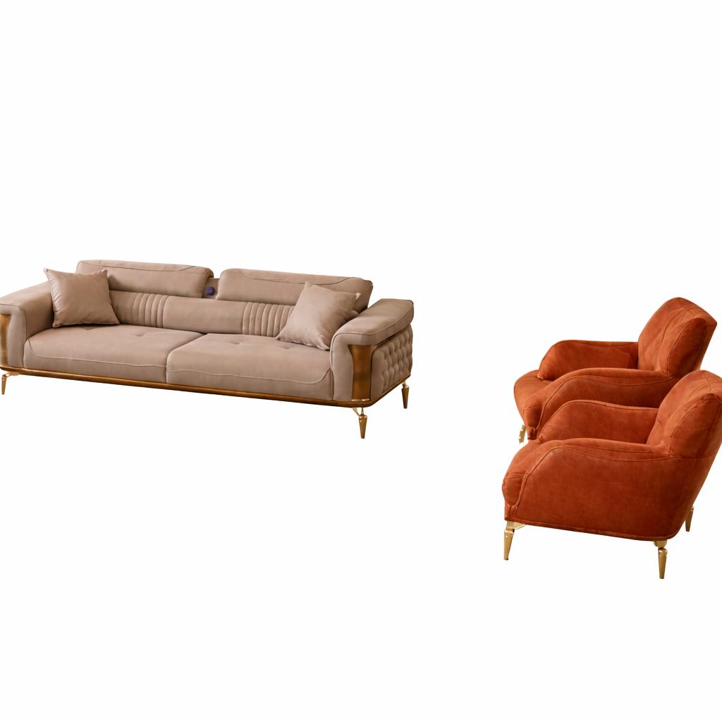 Wohnzimmer Set Modern Mehrfarbig Designer-Bergère Komfortabel Stoff