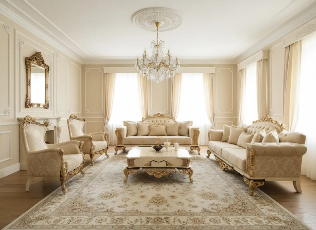 Wohnzimmer Set 3+3+1+1-Sitzer, Couchtisch im klassischen Stil