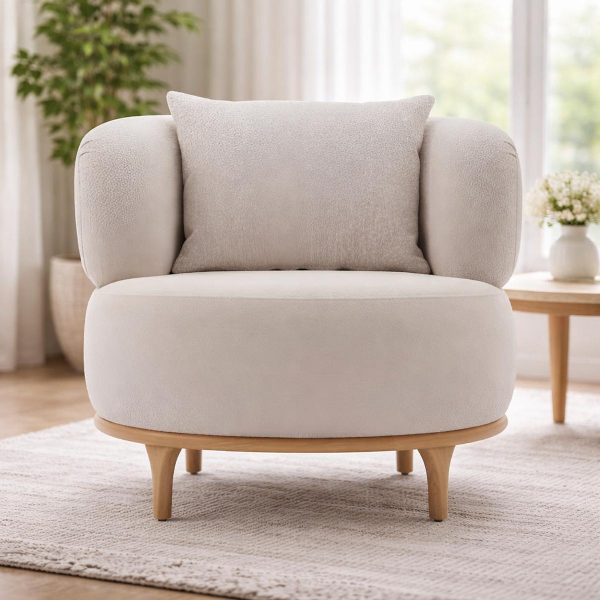 Grauer Relaxsessel Stilvoller Stoffsessel Wohnzimmer Textilsessel