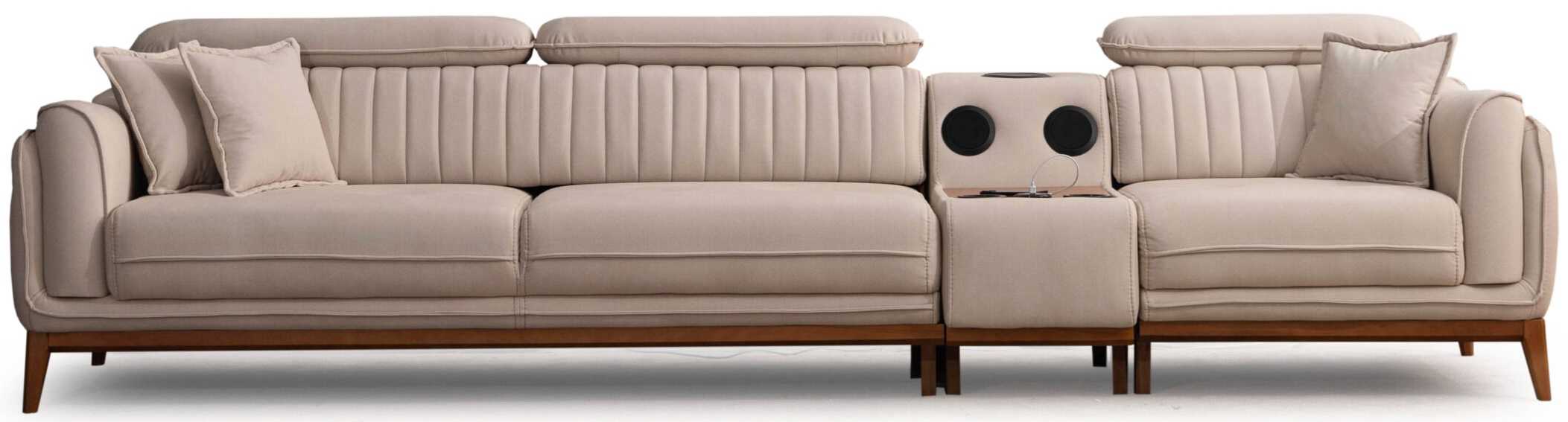 Modulares Sofa Modern Beige Designer-Sofa Soundsystem Komfortabel