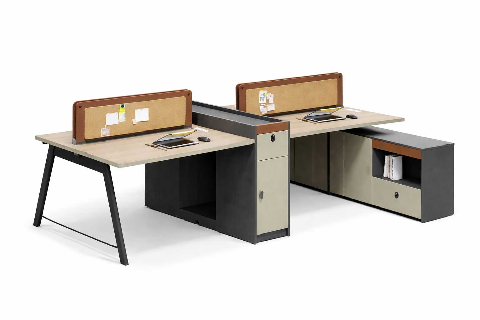 Moderner Bürotisch für Vier Personen mit Stauraum Designer Schreibtisch