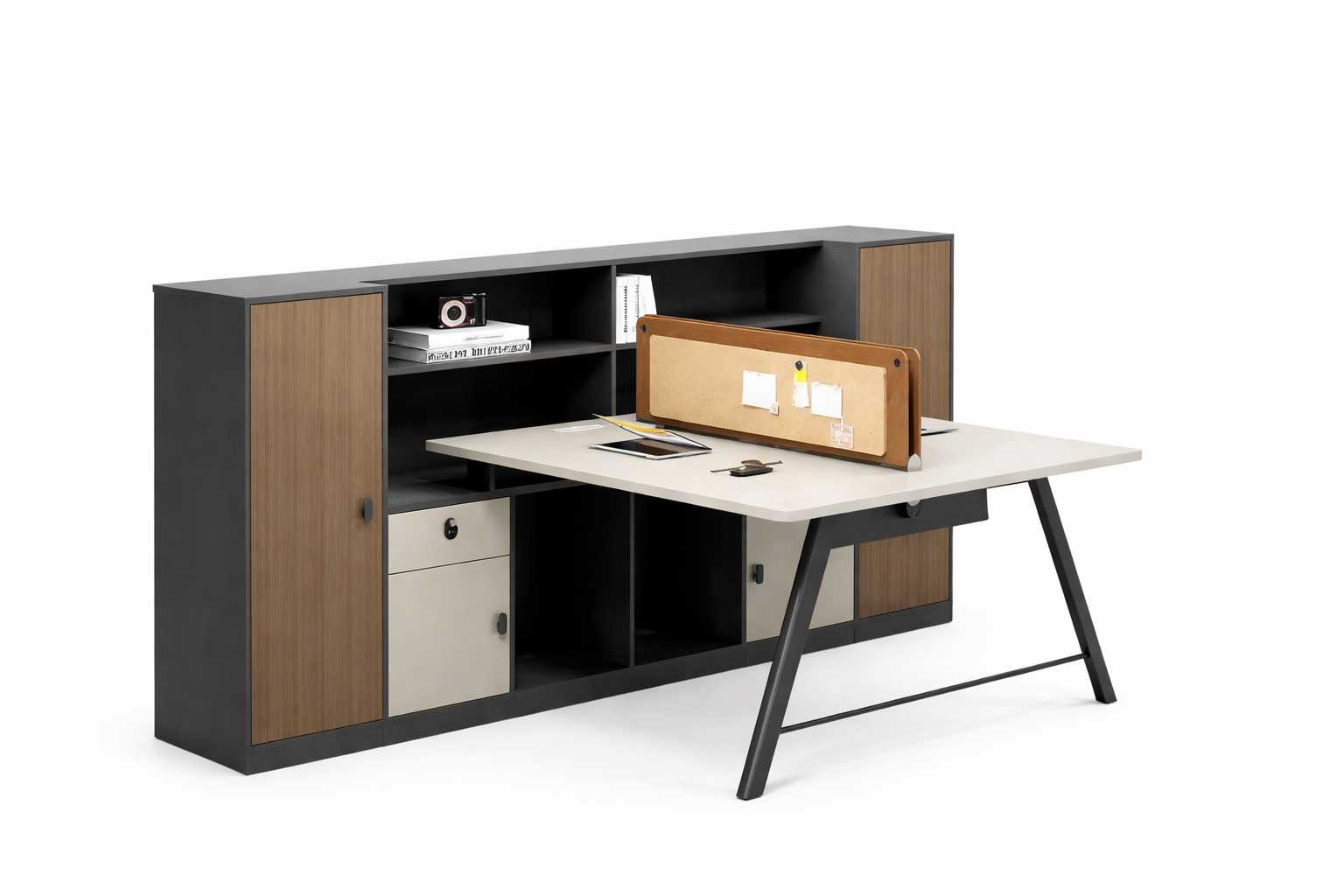 Modernes Schreibtisch für 2 Personen Holz Eleganter Design Büromöbel