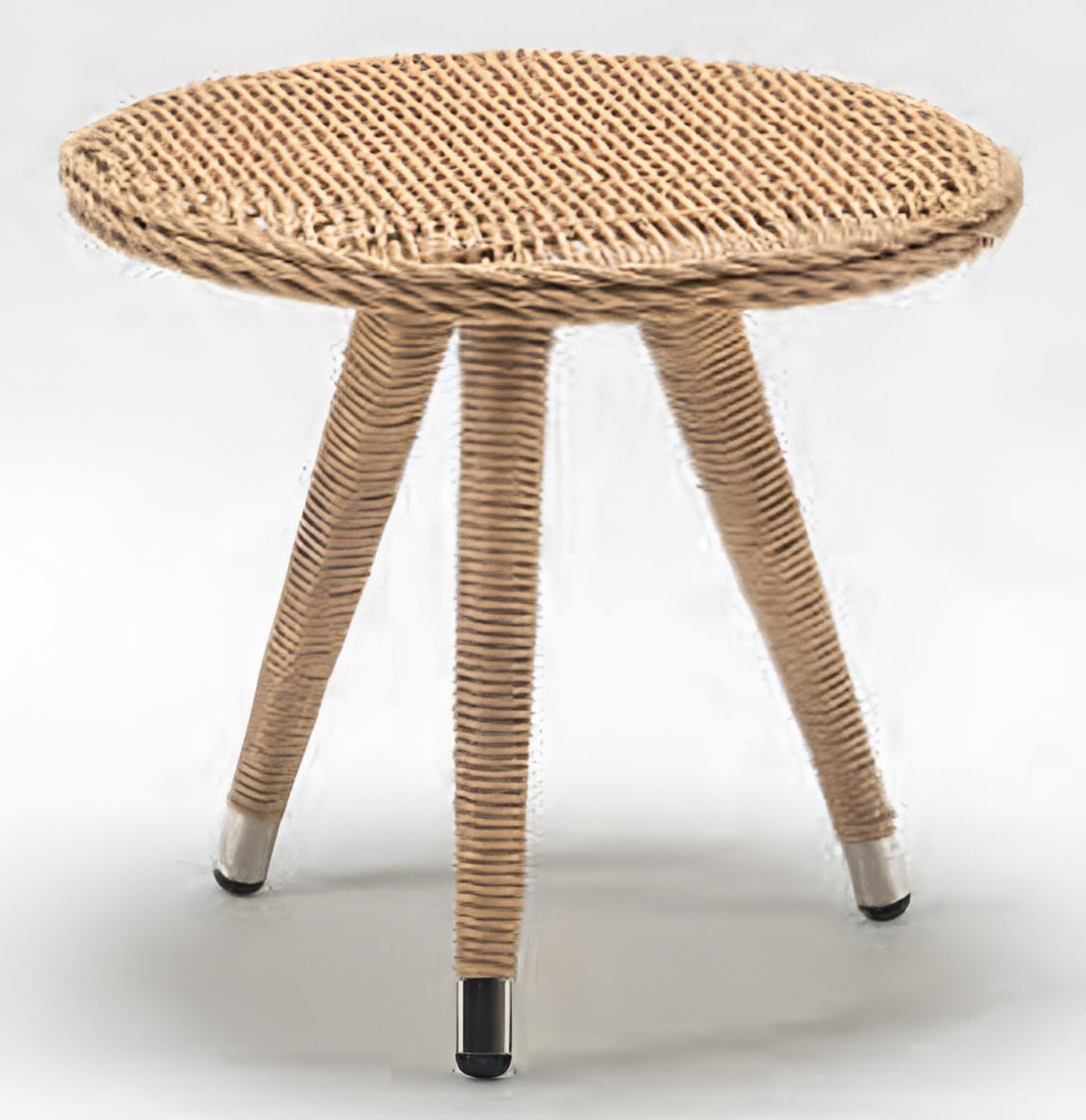 Rattan Beistelltisch mit geflochtener Tischplatte und vier Beinen