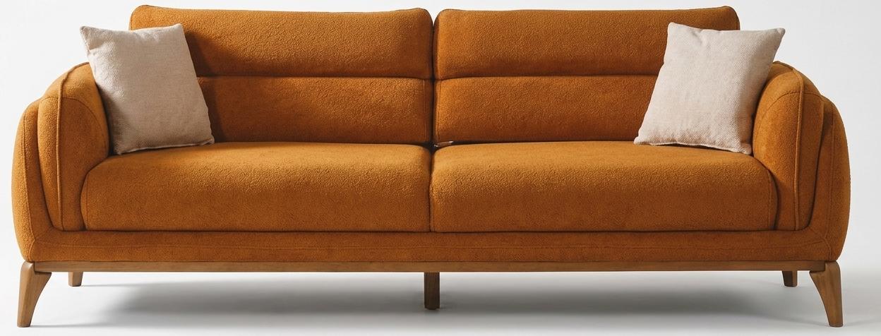 3-Sitzer-Sofa Orange Farbe Moderner Stil  Holzrahmen Weiche Armlehnen