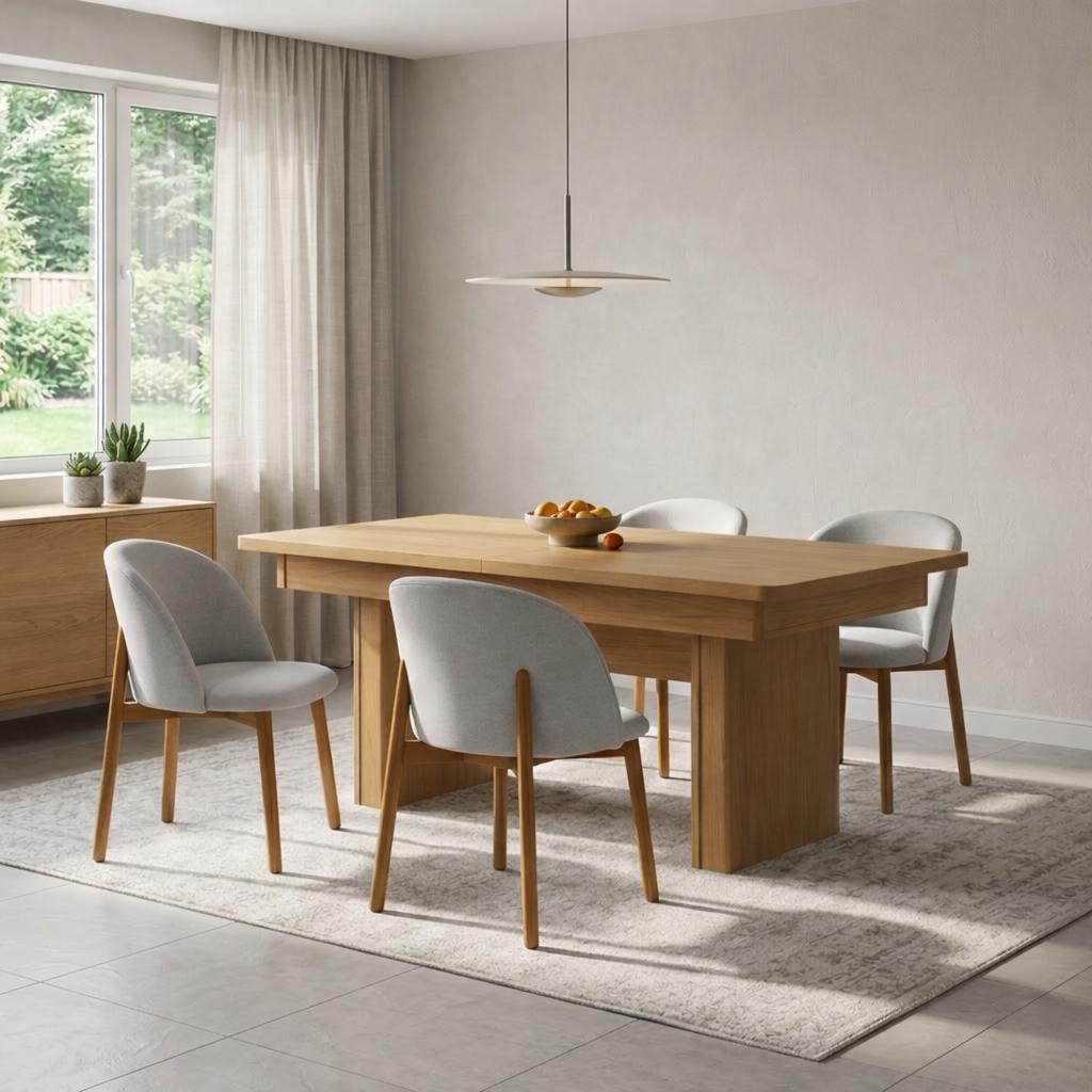 Luxuriöses Esszimmer-Set  rechteckiger Esstisch gepolsterte Stühle 7 tlg