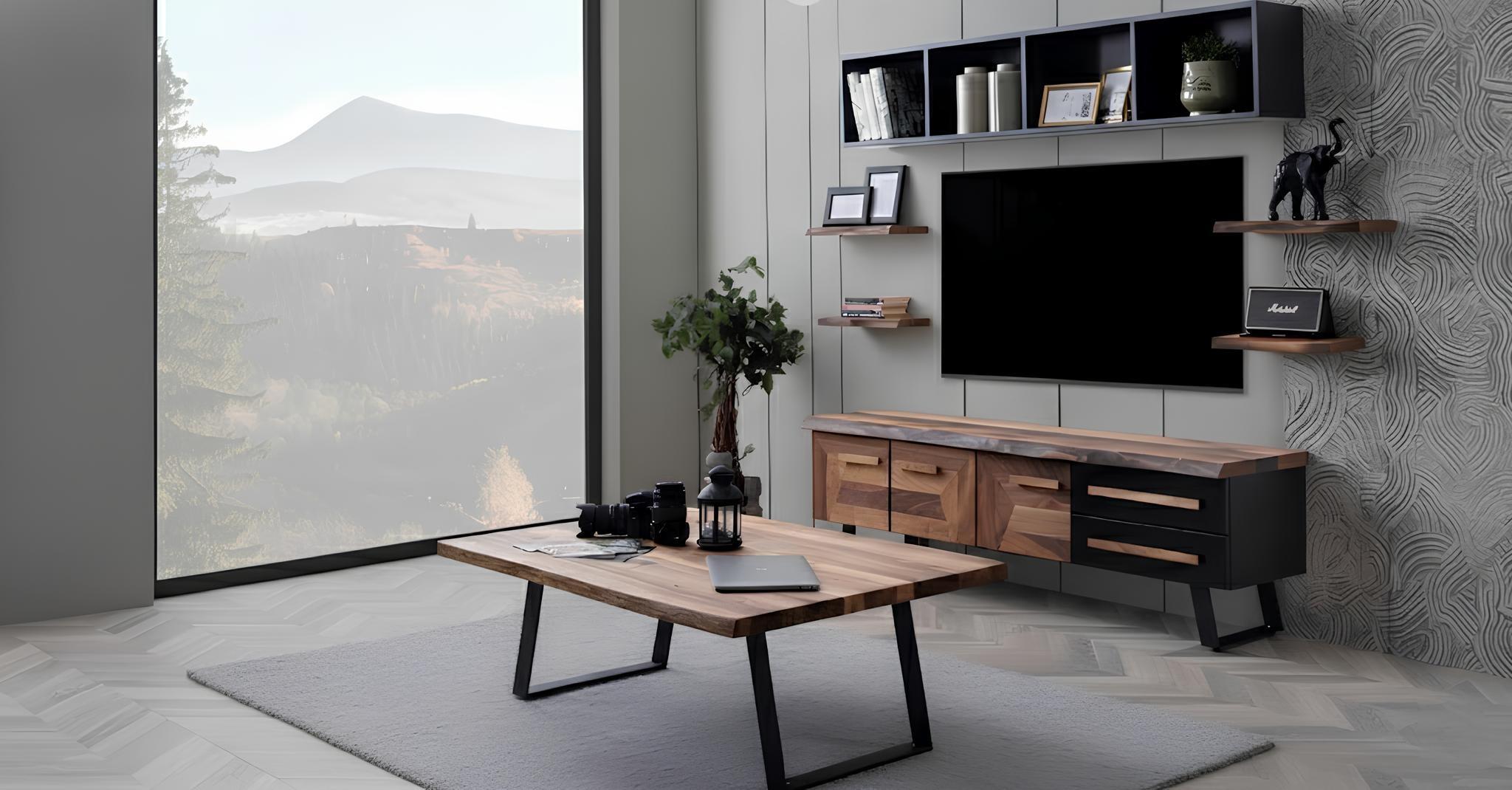 TV-Board Couchtisch Wohnzimmer Stil modern Farbe braun neu praktisch