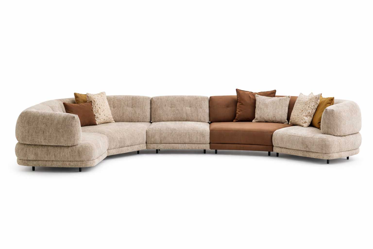 Designer Ecksofa U- Form Moderner Sofa Beige Polstermöbel