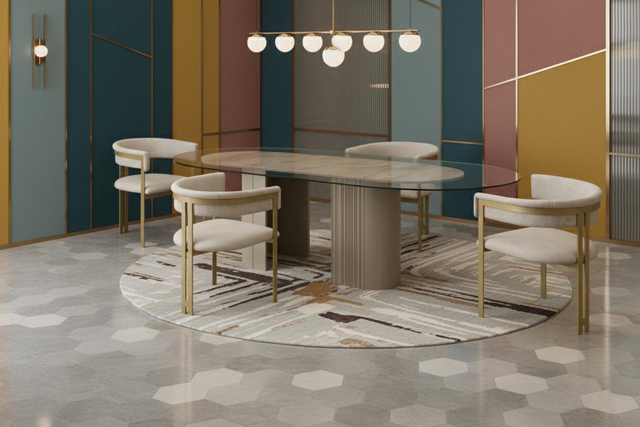 Exklusive 5tlg Esszimmer Set: lux Esstisch und 4 stilvolle Stühle