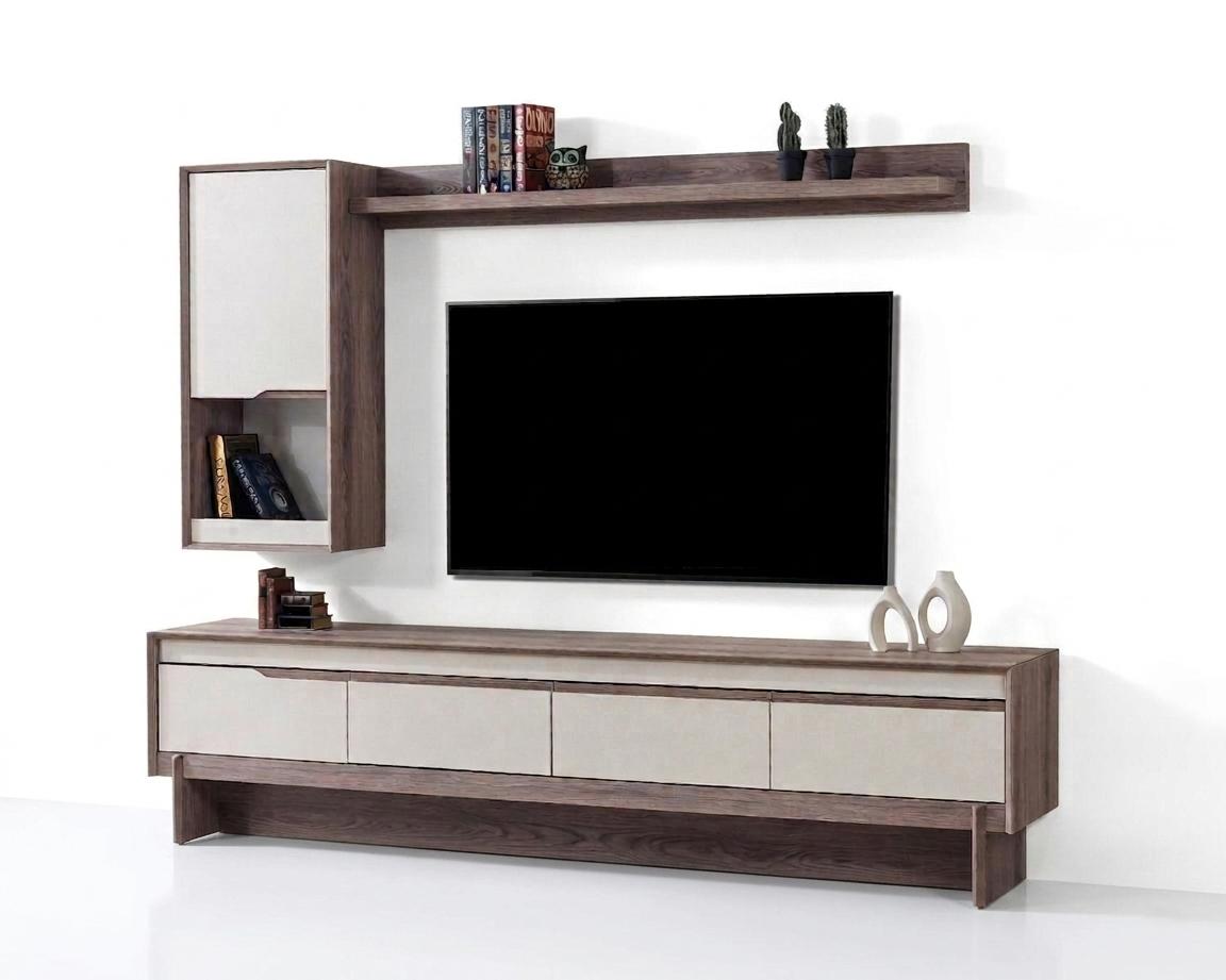Wohnwand Moderner Stil Beige Farbe Geräumige Wohnwand Elegantes Design