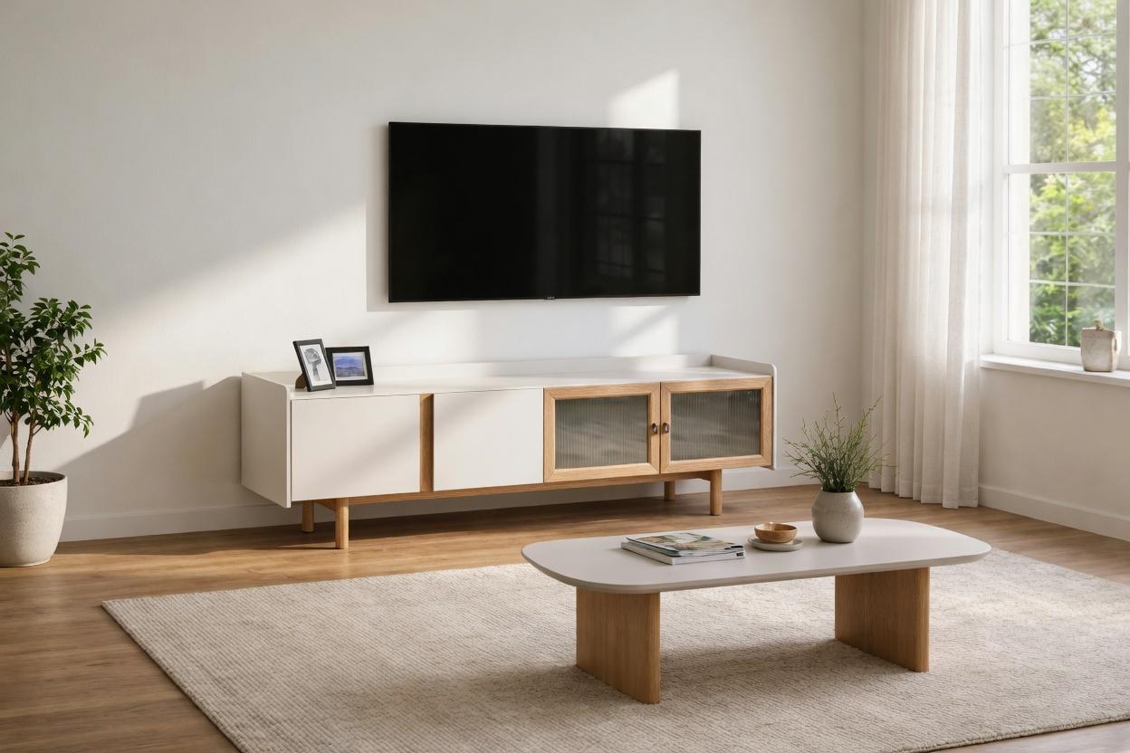 Modernes Skandinavisches Wohnzimmerset: TV-Lowboard und Couchtisch