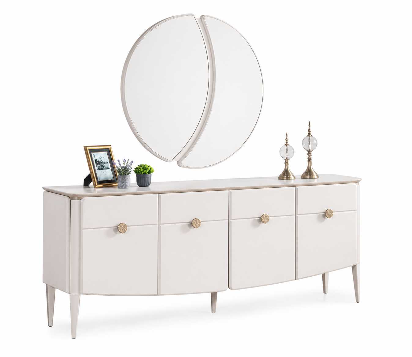 Esszimmer Sideboard mit Spiegel Buffet Schrank Anrichte Kommodenschrank