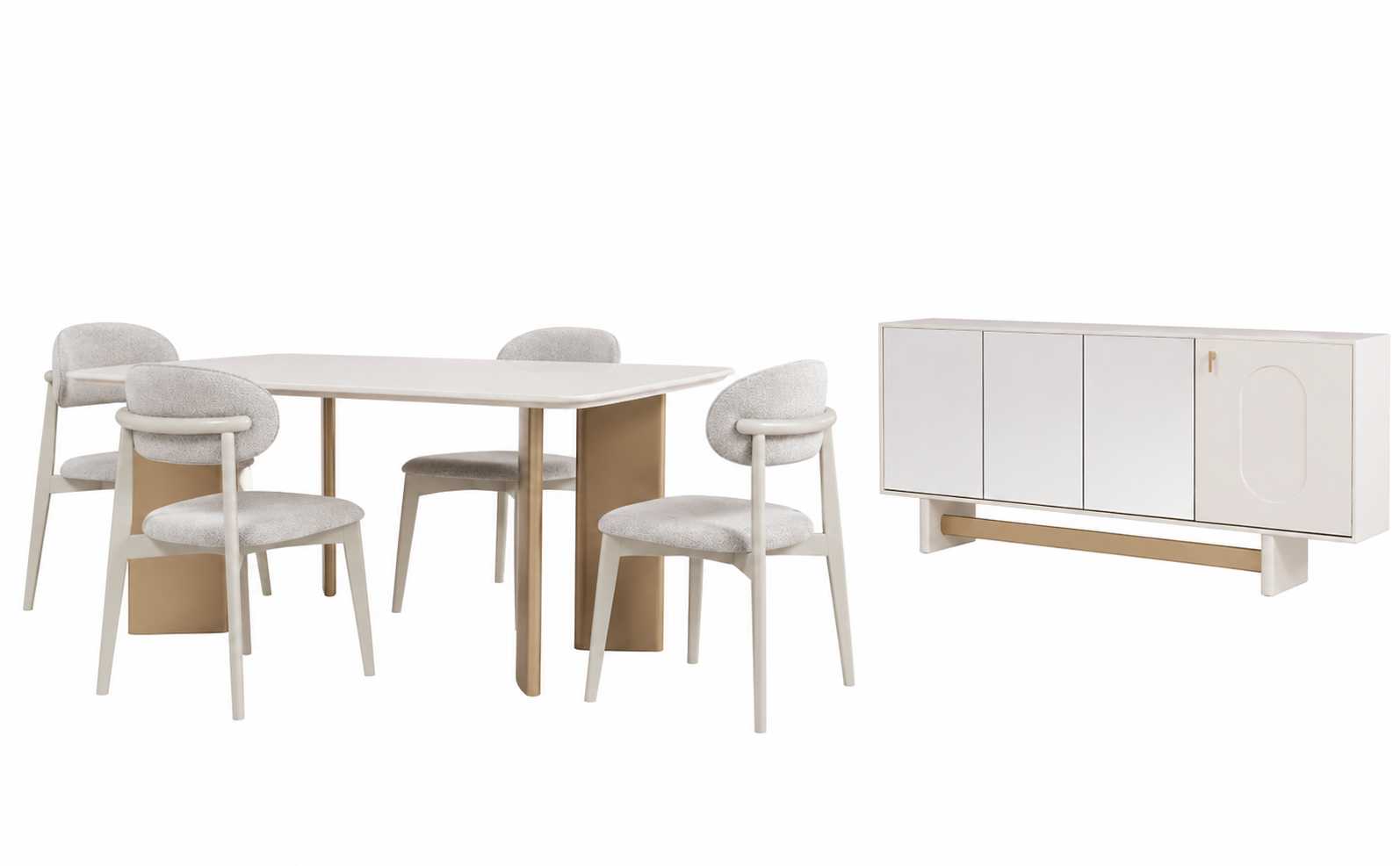 Luxusmöbel Komplettes Esstisch mit 4x Stühle Esszimmer Design Sideboard