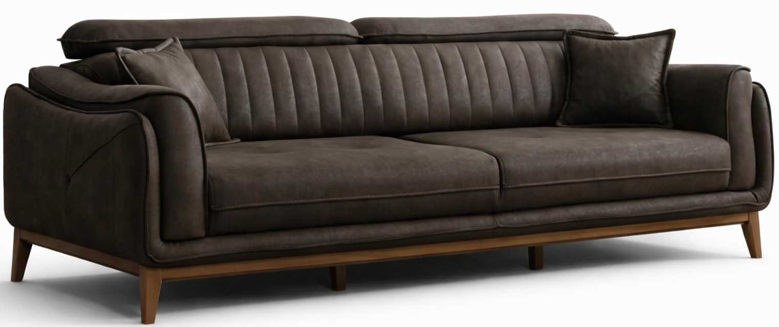 3Sitzer sofa Leder Braun Modern Kissen Statusbewusst Lakonisch Stilvol
