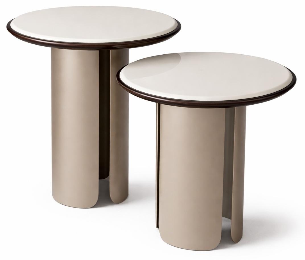 Beigefarbene Beistelltische runde Tische Wohnzimmertisch Designermöbel