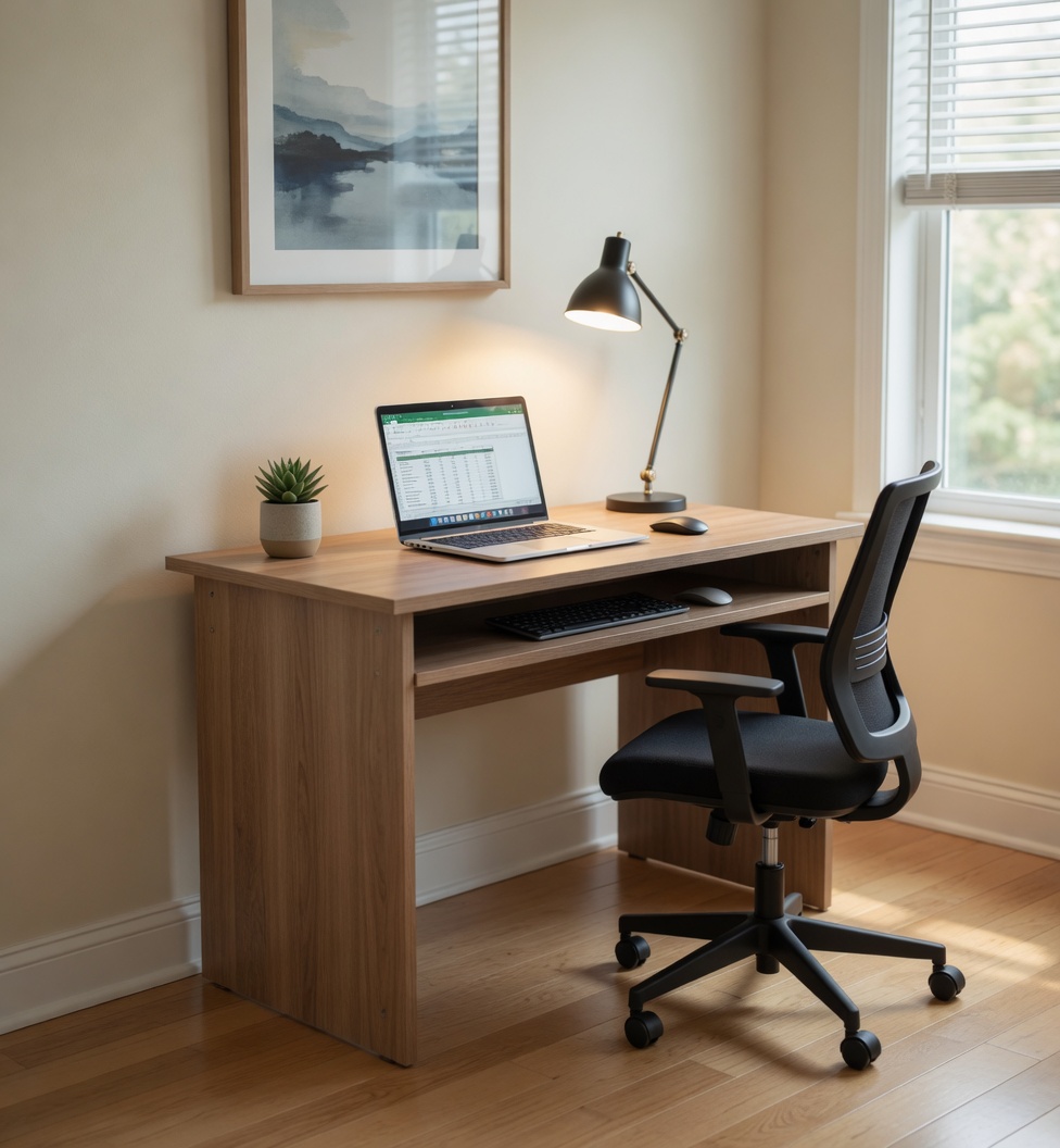 Moderner Computertisch Bürotisch Schreibtisch Holz Braun Kompakt
