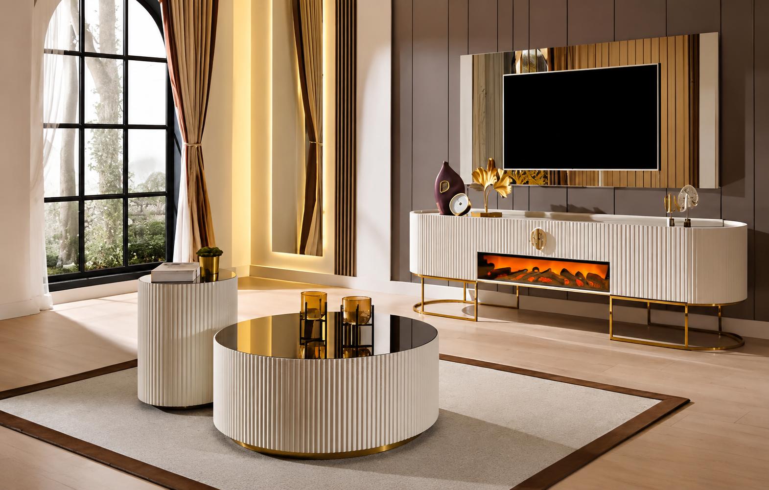 Luxuriöser TV-Einheit und Couchtisch Set mit eleganten Details