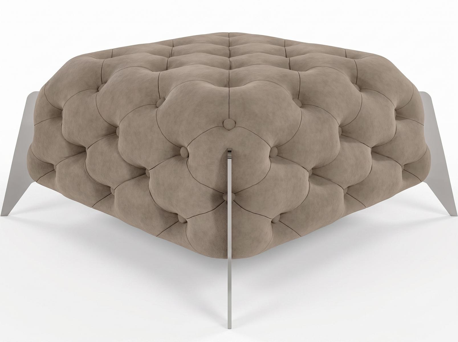 Brauner quadratischer Hocker Chesterfield bequemer Hocker Polstermöbel