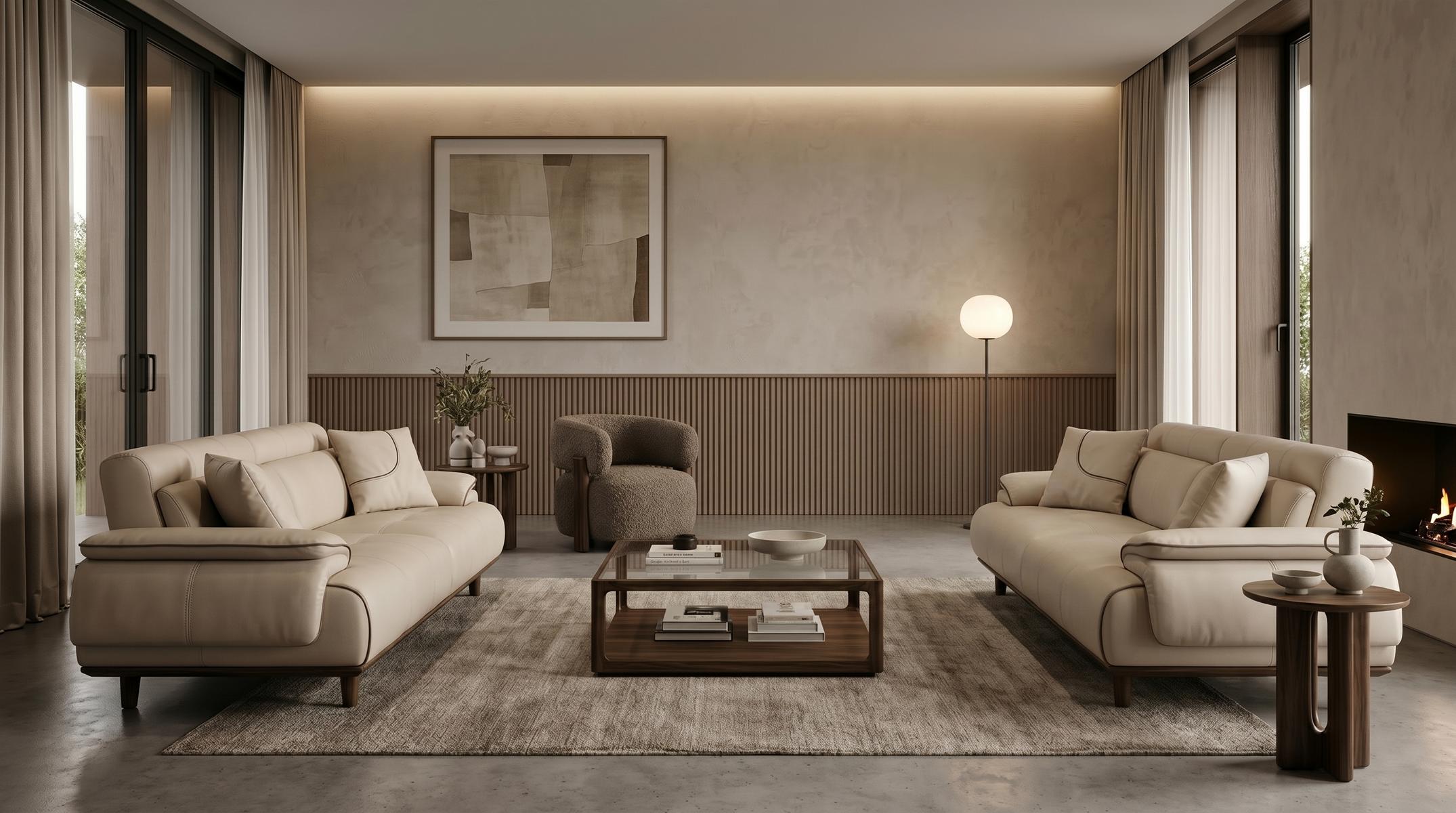 Sofa Set 3tlg 2x 3 Sitzer 1x Sessel Modern Weiß Leder Design Garnitur