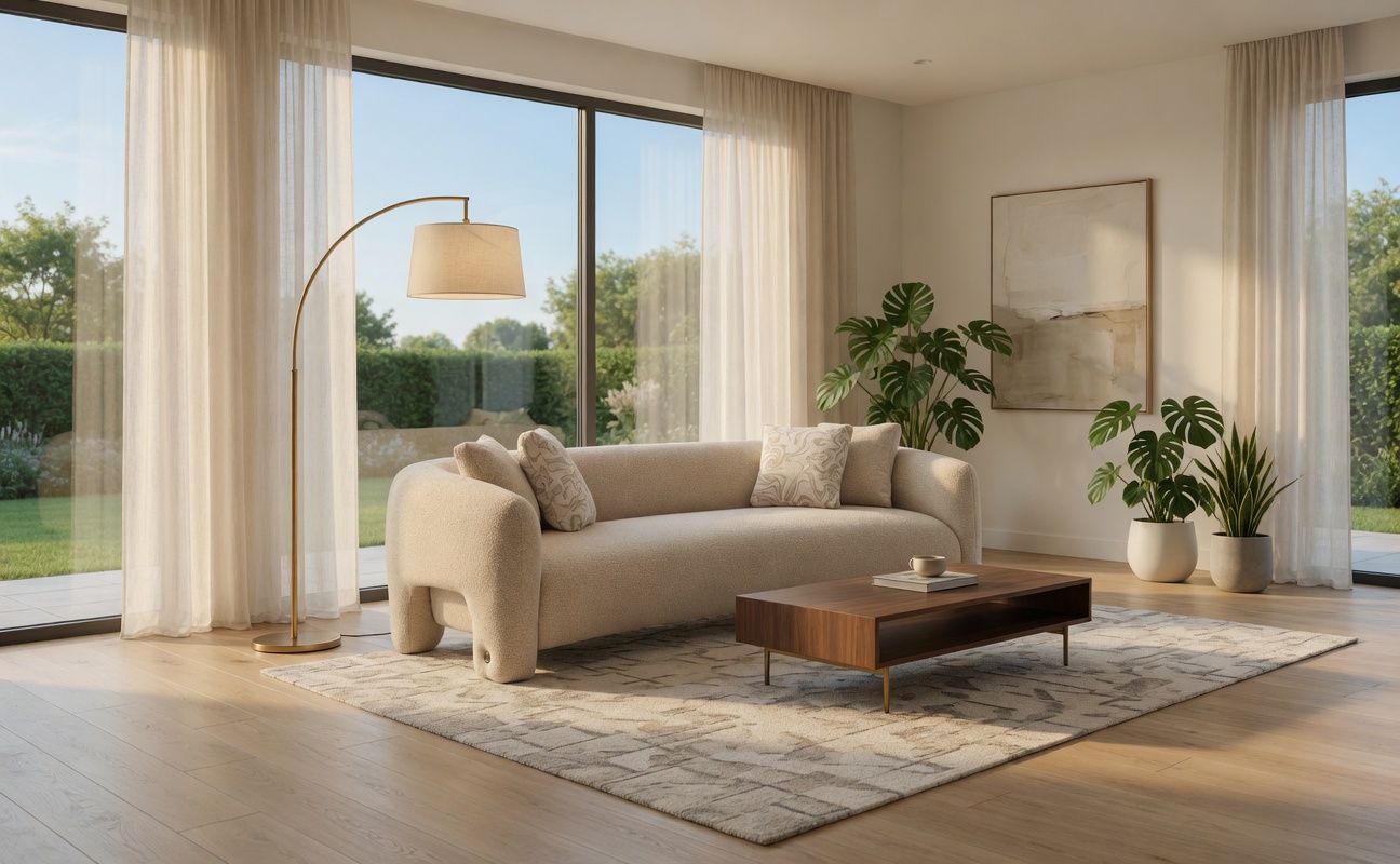 Modernes Textil Lounge Sofa Beige Hochwertig