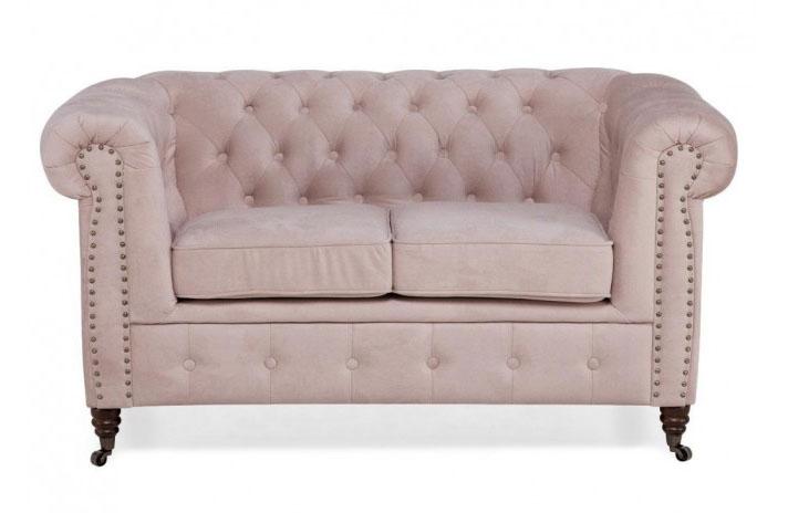 Beiges 2-Sitzer-Sofa mit Schlaffunktion moderne Wohnzimmermöbel Chesterfield