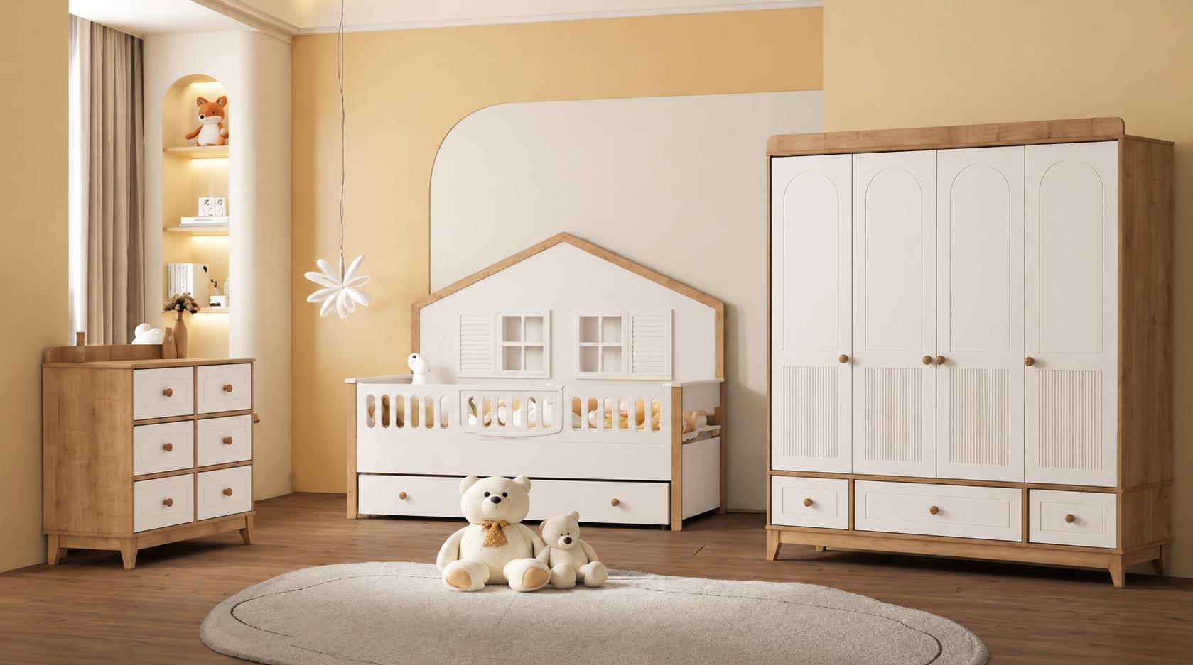 Modernes Kinderzimmer Set mit Kinderbett Kommode und Kleiderschrank
