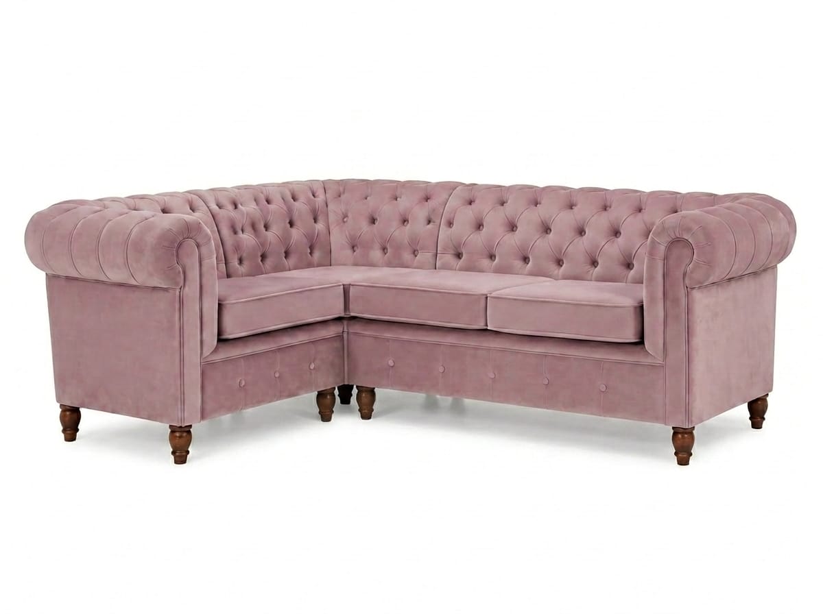 Rosa Chesterfield-Ecksofa Hochwertiges Polstersofa Sofas für das Wohnzimmer