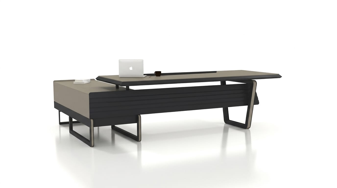 Eleganter Büro Schreibtisch Holz Metall Modernes Designer Möbel