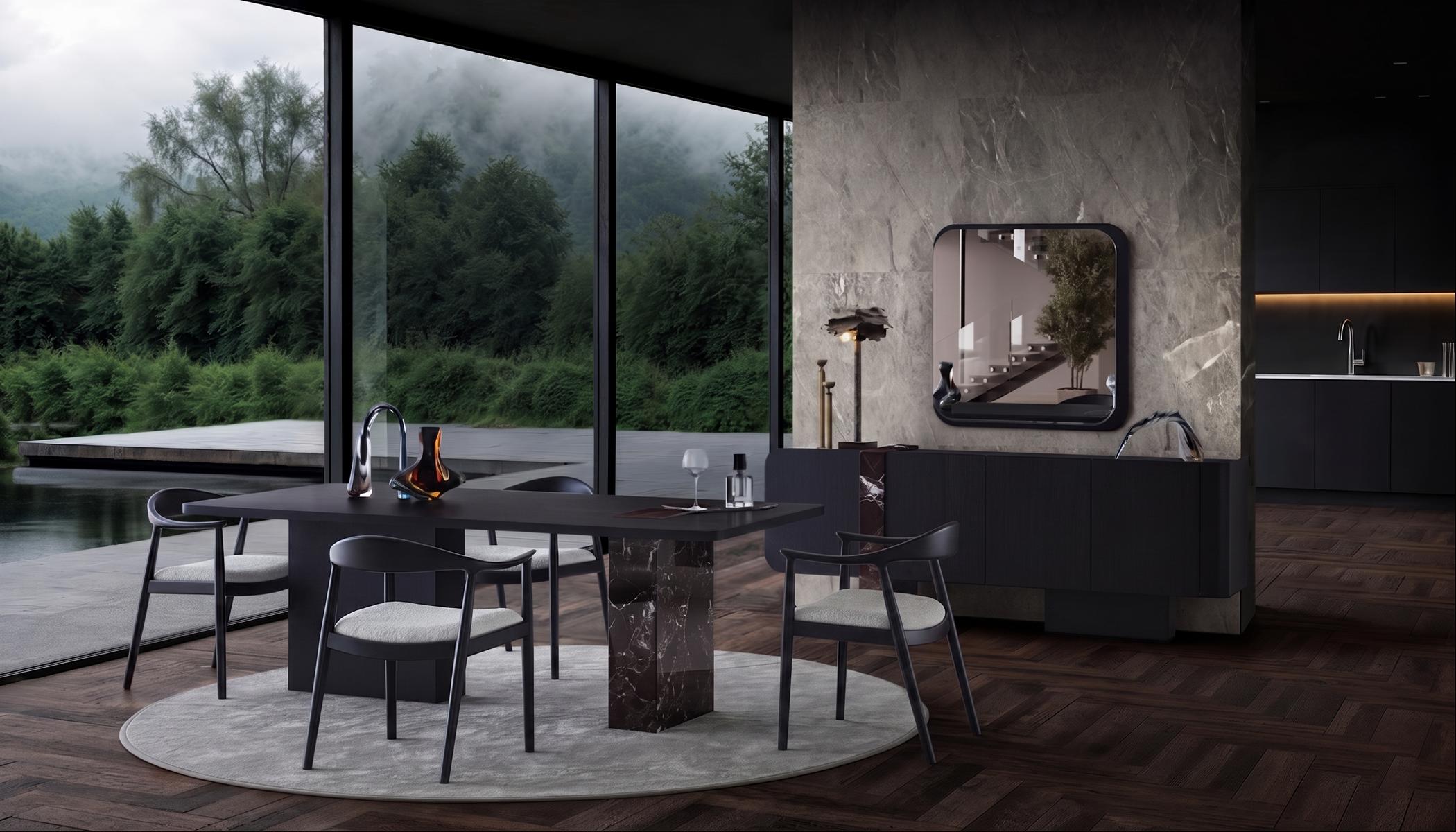 Design Esszimmer Set Tisch Stühle Konsole Spiegel Luxus Schwarz