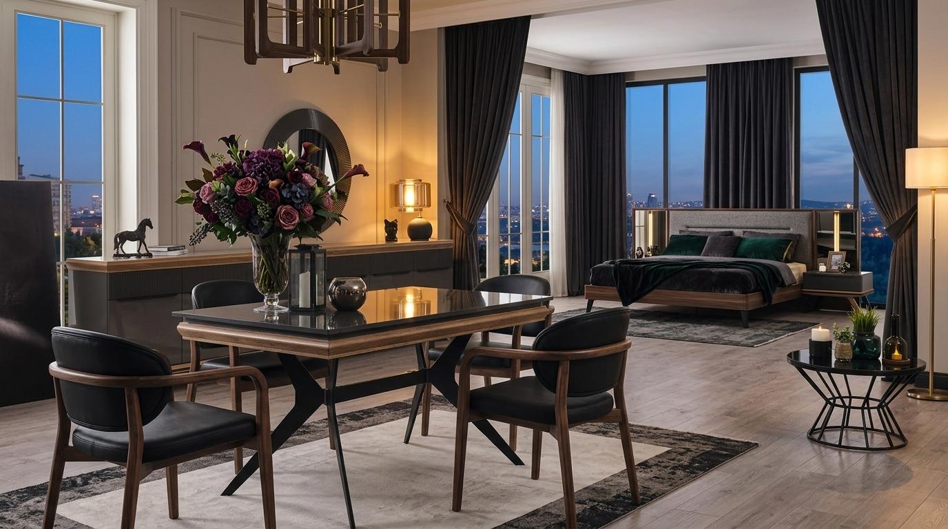 Tisch Konsole Wohnzimmer Stil modern Farbe schwarz rechteckig neu