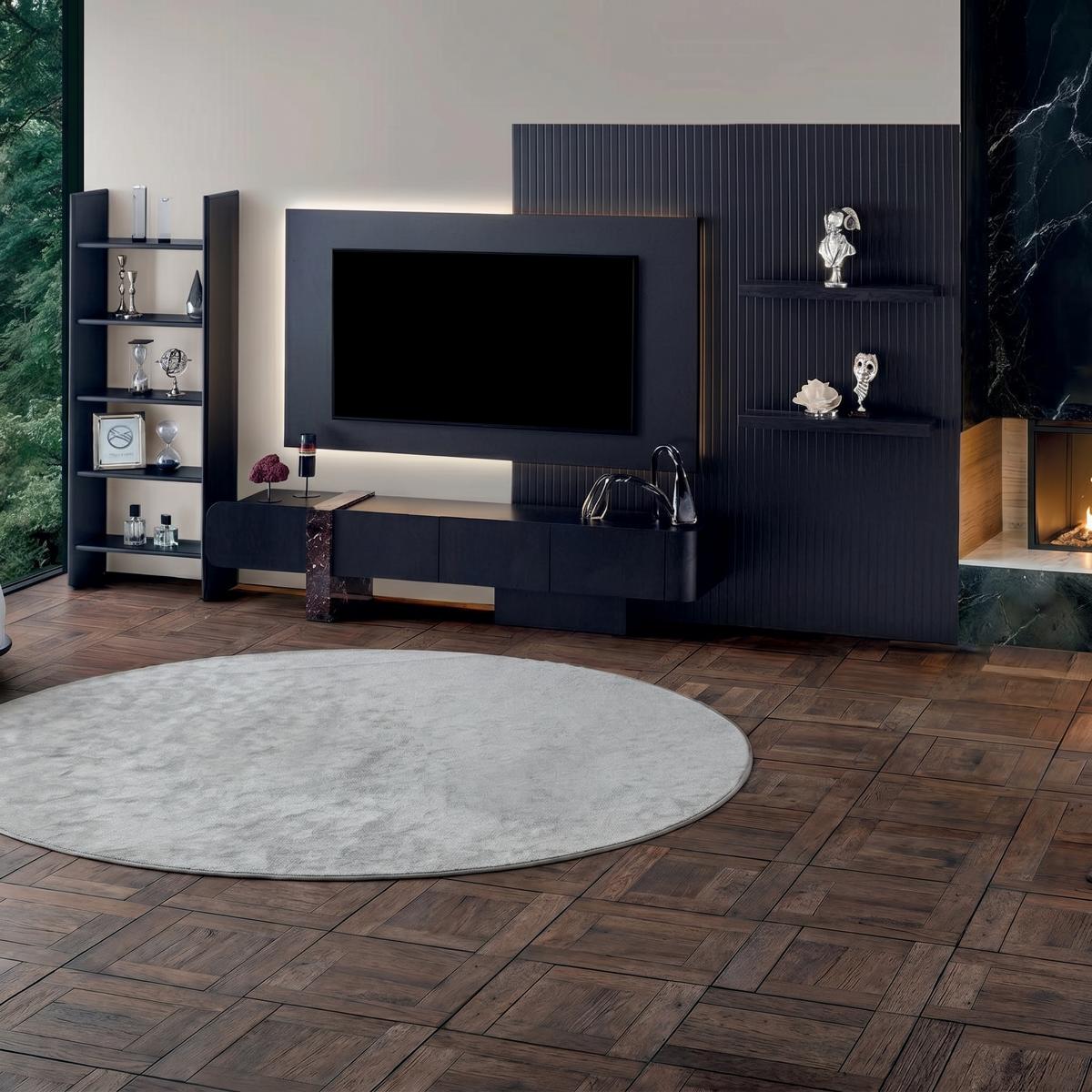 Moderne Luxus Wohnwand Schwarz Set TV Möbel Wohnzimmer Schrank