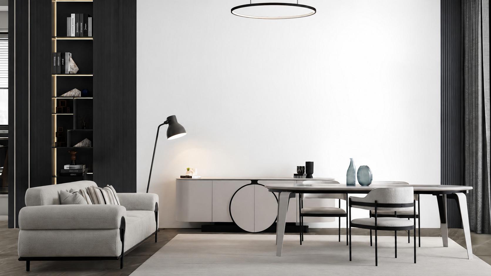 Elegantes Wohn Esszimmer Set Grau Sofa Esstisch Konsole Modern Neu