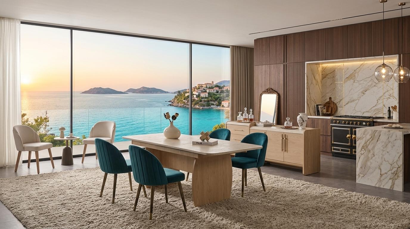 Tisch Konsole Wohnzimmer Stil modern Farbe beige rechteckig ausziehbar