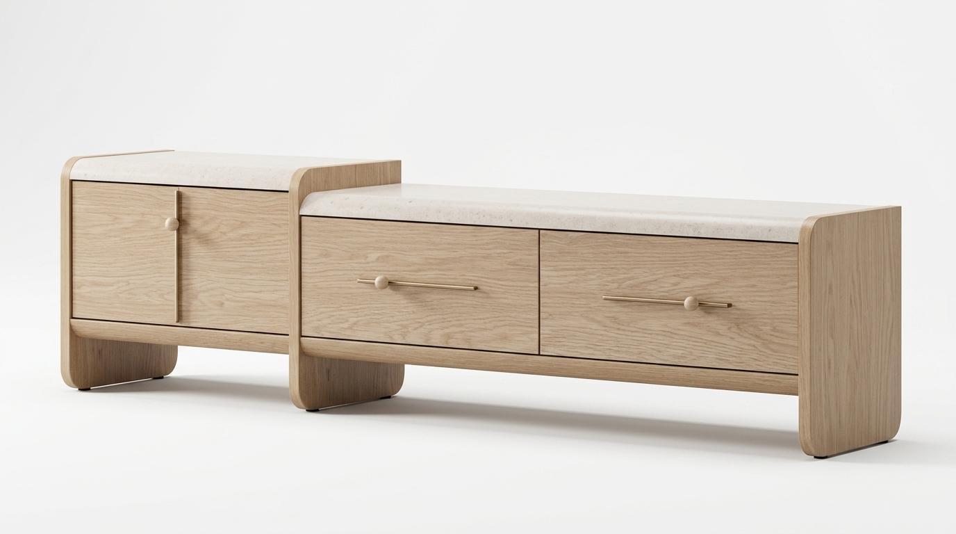 Wohnwand Schrank Sideboard beige Wohnzimmer bequem praktisch neu