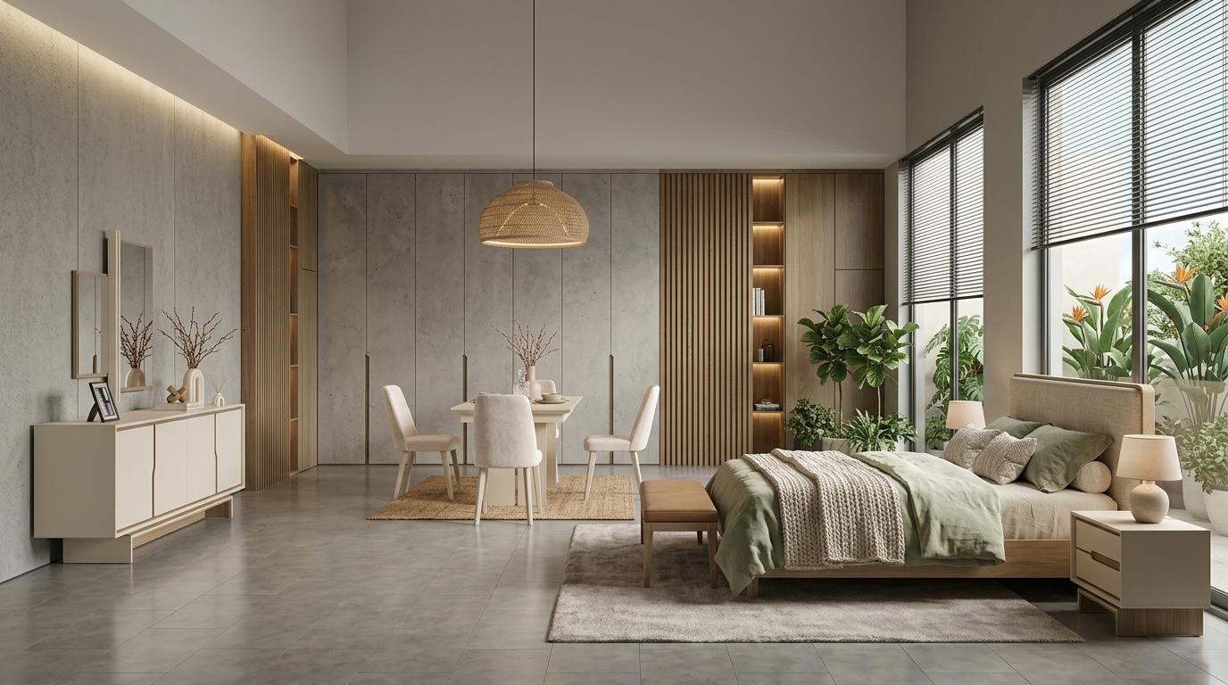 Konsole Spiegel Wohnzimmer Stil modern Farbe beige neu praktisch bequem
