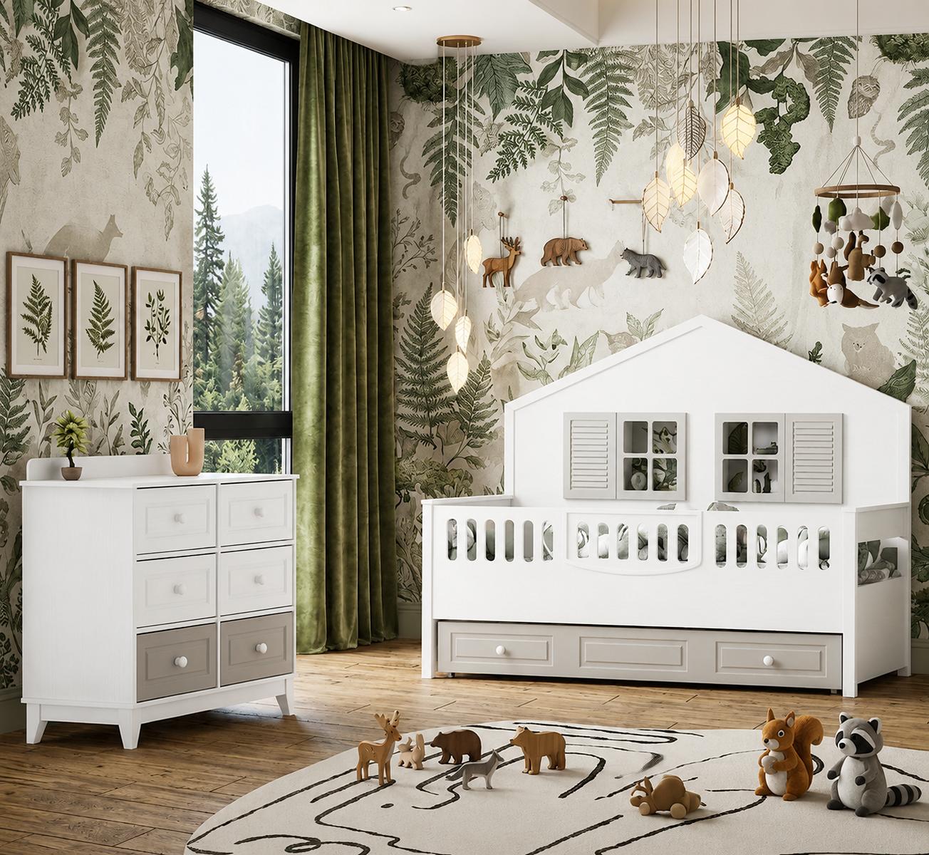Modernes Kinderzimmer Set mit Kinderbett und praktischer Kommode