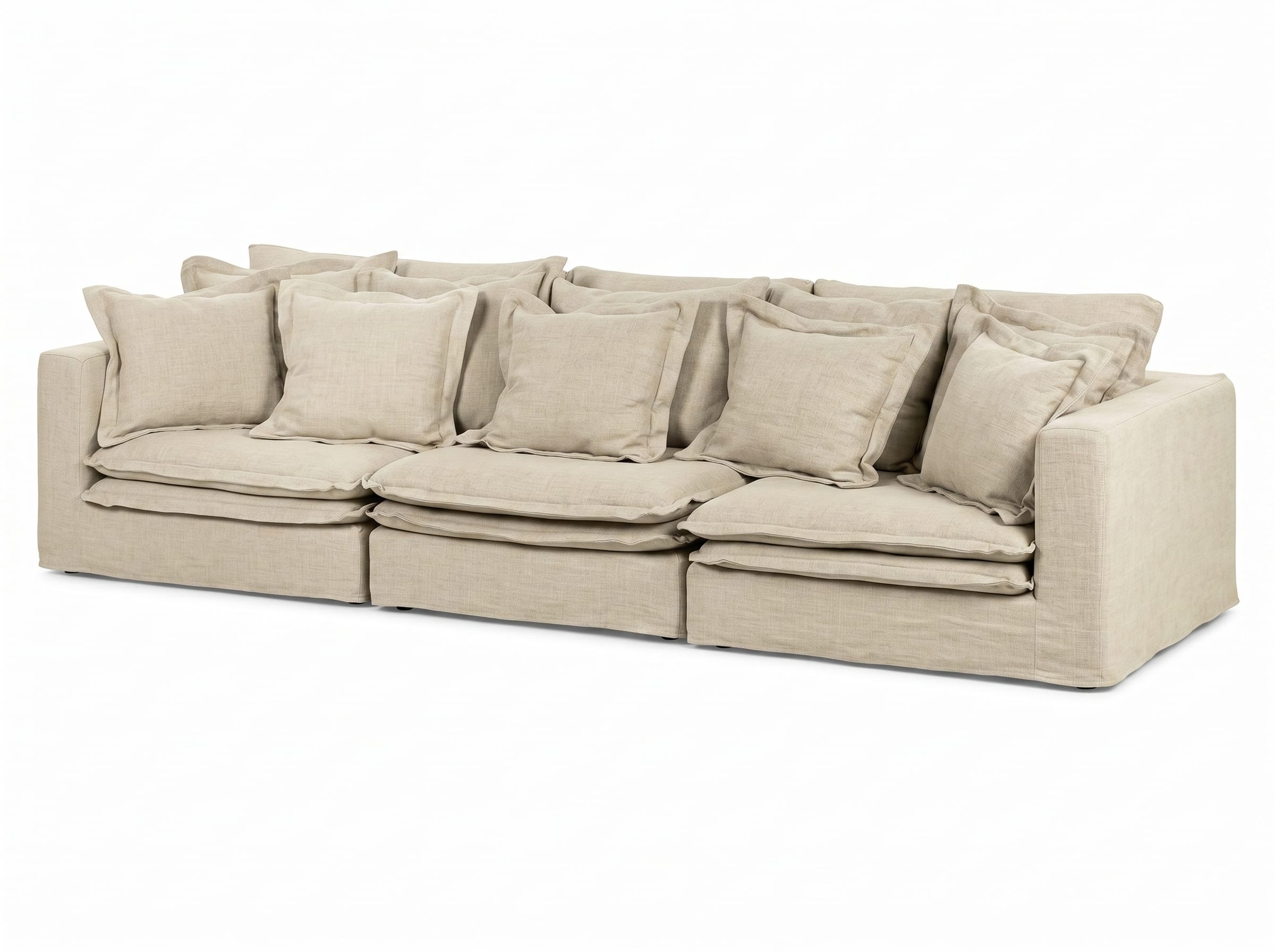 Beiges weiches 6-Sitzer-Sofa großes modernes Stoffsofa Polstermöbel